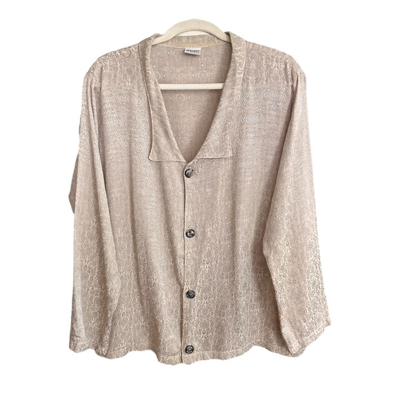 CP SHADES San Francisco Vintage Jacquard Button Up Blouse Long Sleeves Medium - Picture 1 of 13